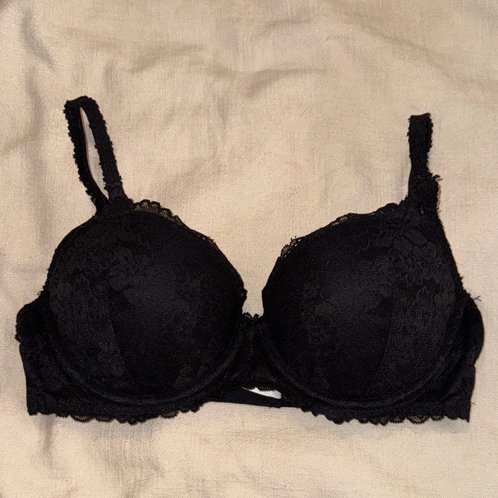 Pink by VS Black Lace Push Up Bra